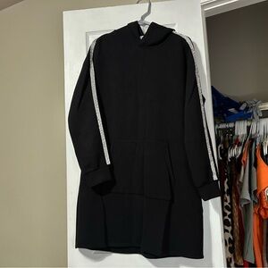 Black Hoodie Dress with Sparkly Stripes